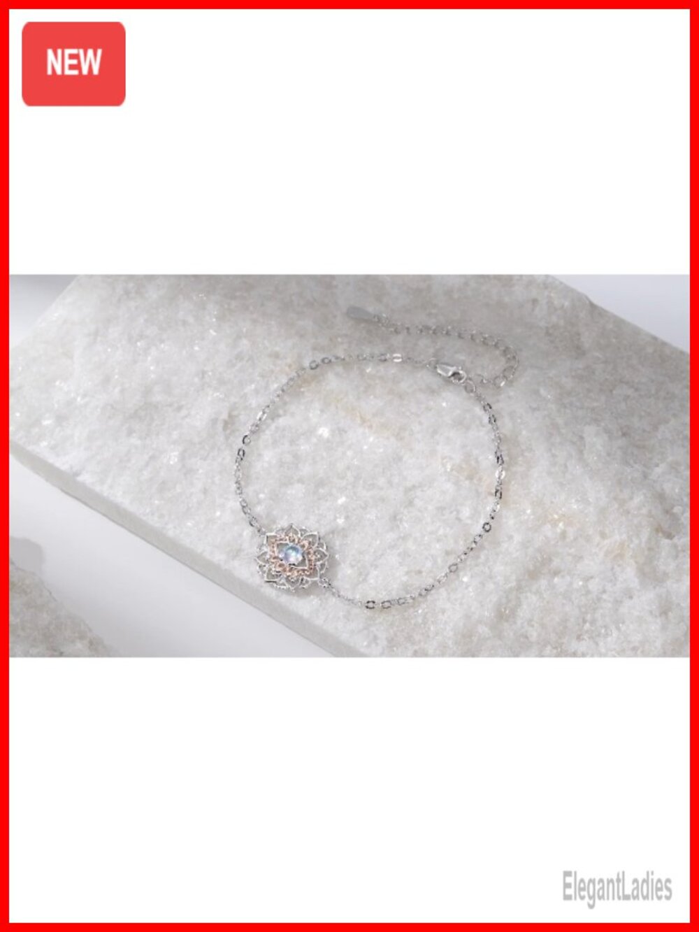 925 Sterling Silver Lotus Flower Pendant Necklace Moonstone Yoga Necklace - Picture 6 of 6